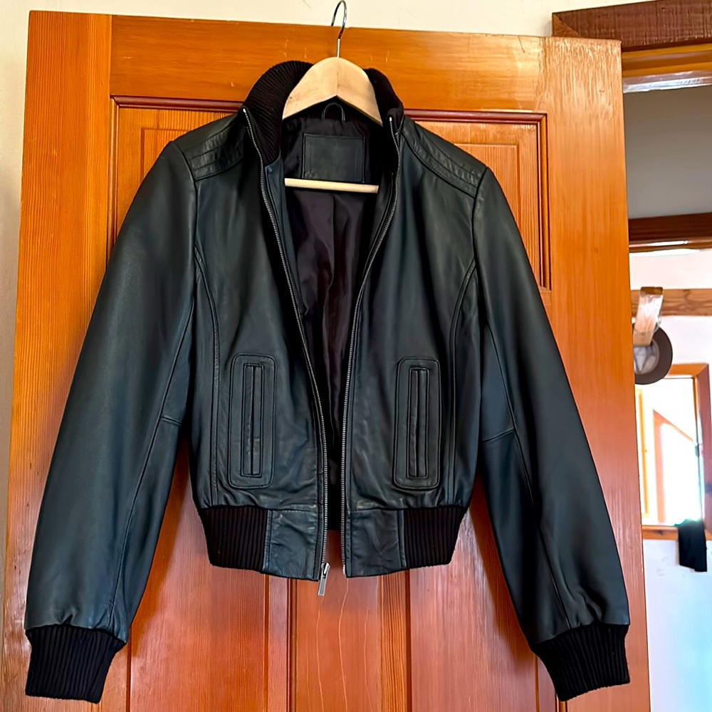 Leather bomber jacket